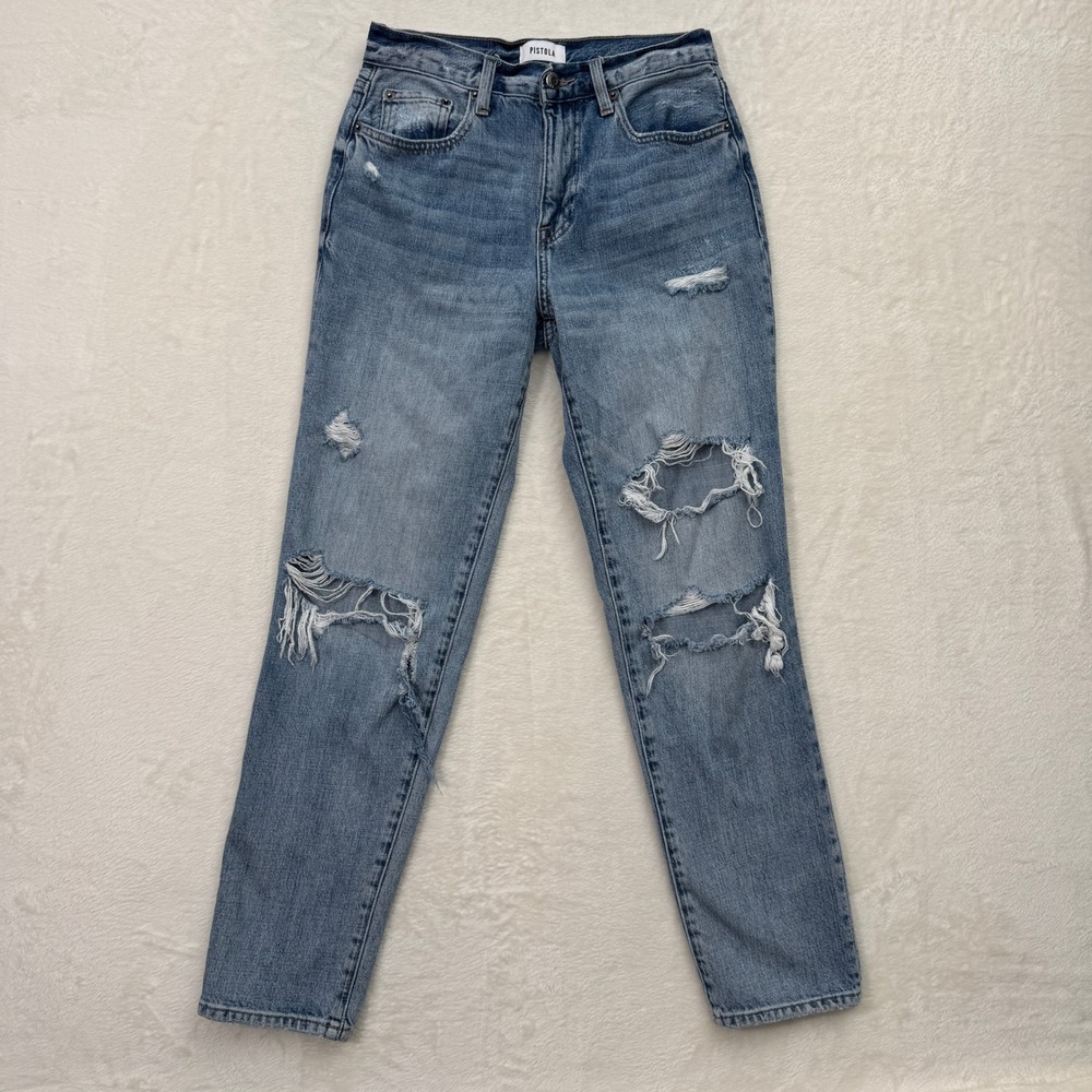 Pistola Jeans Womens 26 Blue Distressed High Rise Straight‎ Ripped